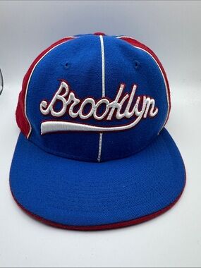 Fitted Hat Brooklyn Royal Giants Blue Red White 100% Wool Size 7 5/8